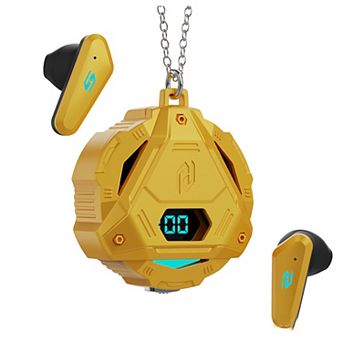 Mecha Zinc Alloy Gaming Wireless Earbuds Dual,Cool Breathing LED & Digital Display Charging Case