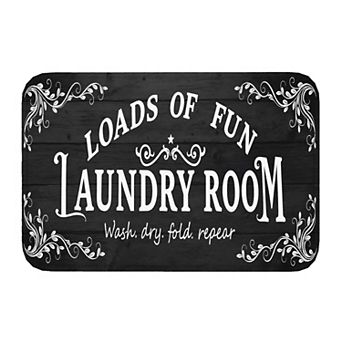 Black Wood Laundry Room Quote Floor Mat, Soft Non-Slip Decorative Entry Rug