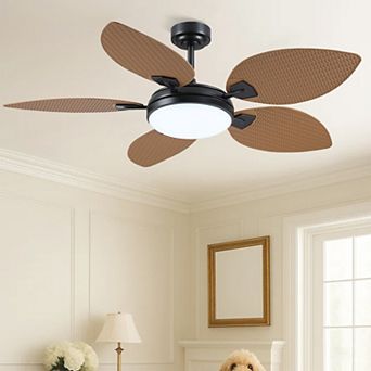52 in Tropical Ceiling Fan Light with Palm Leaf Blades for Farmhouse Living Room Patio