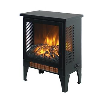 18 inch Freestanding Electric Fireplace Stove Heater with 3D Flame Effect, Black