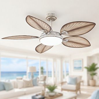 52 in Tropical Ceiling Fan with Light Palm Leaf Blades for Living Room Farmhouse Dining Room