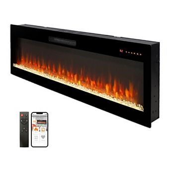 Smart 50"/60" WiFi-Enabled Electric Fireplace Heater, Recessed in-Wall and Wall-Mounted