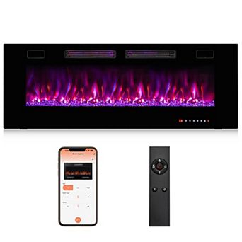 42/50/60/72 Inch Ultra-Thin Electric Fireplace with Decorative Crystals