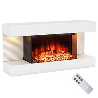 18/36 Inch 3-Sided Wall Mounted Electric Fireplace with 32/50 Inch Wide Floating Mantle