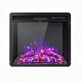 26 Inch Recessed Electric Fireplace with Adjustable Flame Brightness