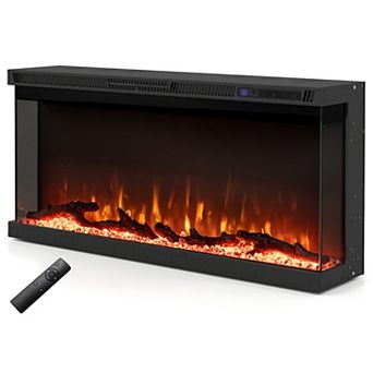 36/50/60 Inch Wide 3-Sided Electric Fireplace Insert with Remote Control and 12 Flame Colors
