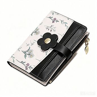 Women's Cute Small Wallet,Slim Kawaii Floral Card Purse for Ladies,Thin Bifold Flower Pattern Wallet