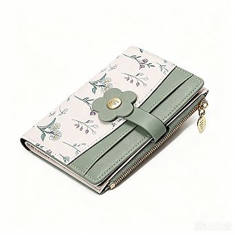 Women's Cute Small Wallet,Slim Kawaii Floral Card Purse for Ladies,Thin Bifold Flower Pattern Wallet
