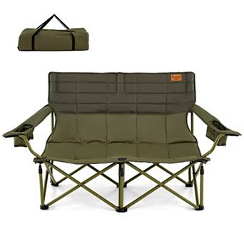 YIORTWO Oversized Double Camping Chair with Cup Holders Folding Loveseat Camping Couch
