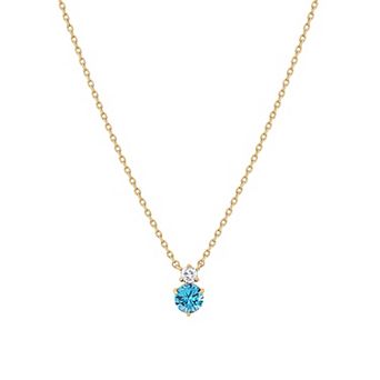 14k Gold Plated Deux Birthstone Necklace Personalized Trendy Gift Idea