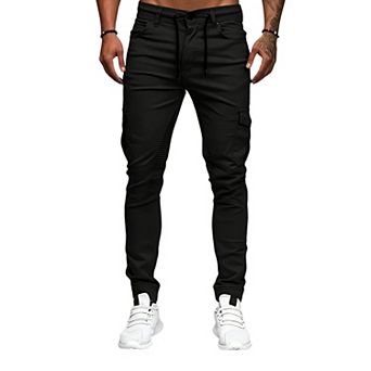 Men's Slim Cargo Jogger Pants, Elastic Waist Biker Jeans, Stretch Casual Streetwear.