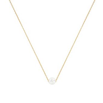 Sterling Silver 18k Gold Plated Abby Single Pearl Necklace Minimal