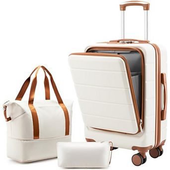 LUGGEX 20" Carry On Luggage Set with Laptop Compartment, Suitcase with Tote & Toiletry Bag - FX-Lite