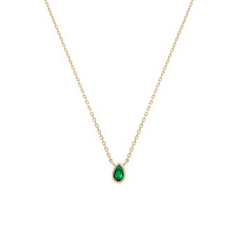 Sterling Silver 18k Gold Plated Ivy Emerald Necklace Dainty Minimalist