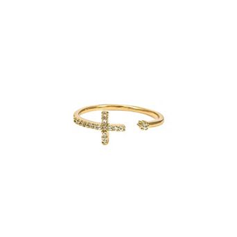 14k Gold Plated Cross Ring Faith Jewelry Dainty Trendy Everyday