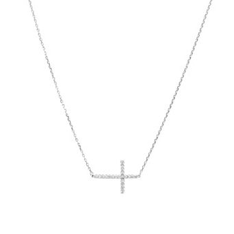 Sterling Silver 18k Gold Plated Horizontal Cross Necklace Everyday Wear