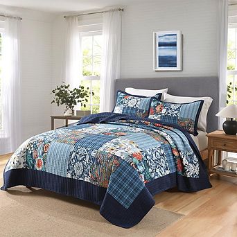Cotton Reversible 3 pc Bedding Set All Season Soft Cozy Quilt Coverlet