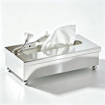 3D Lily Decorative Tissue Box Cover Steel Feet Polished Home Decor