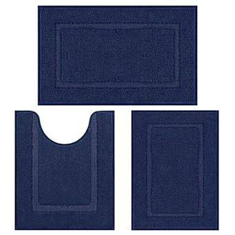 3 pc Microfiber Bath Mat Set Non Slip Absorbent Washable Bathroom Rug