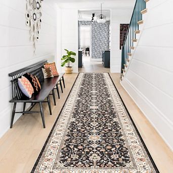 Washable Non Slip Runner Rug Stain Resistant Low Pile High Traffic Carpet