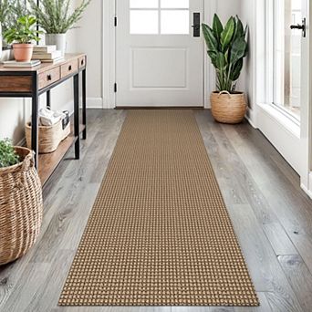 Washable Non Slip Woven Runner Rug Braided Indoor Floor Carpet for Hallway Kitchen Entryway Bedroom