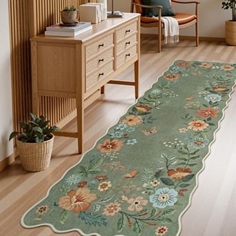 Ultra Soft Washable Non Slip Floral Area Rug for Kitchen Hallway High Traffic