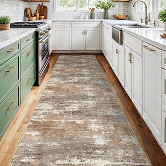 Moroccan Style Washable Non-Slip Low Pile Runner Rug for Hallway Kitchen Entryway Bedroom
