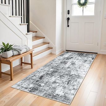 Non Slip Washable Runner Rug Modern Abstract Low Pile Floor Carpet For Indoor Spaces
