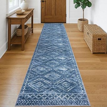 Washable Low Pile Runner Rug Non Slip Soft Hallway Easy Care Rug
