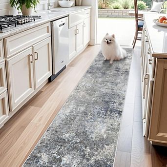 Soft Non Slip Washable Low Pile Indoor Runner Rug For Hallway Entryway Kitchen