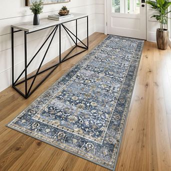 Washable Non Slip Low Pile Durable Pet Kid Friendly Hallway Rug