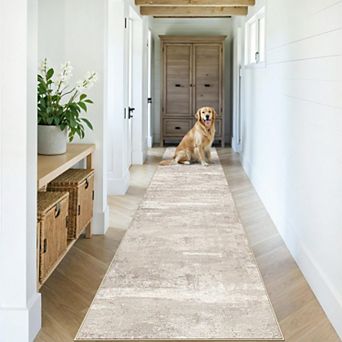 Washable Non Slip Low Pile Abstract Soft Floor Mat For Home Decor