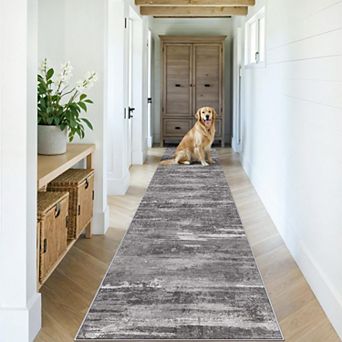 Washable Non Slip Low Pile Abstract Soft Floor Mat For Home Decor