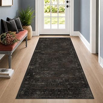 Washable Non Slip Low Pile Runner Rug For High Traffic Entryway Kitchen Laundry Room