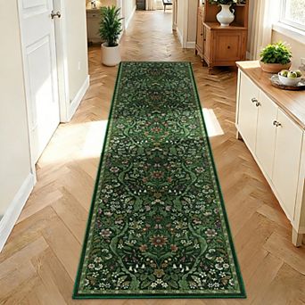 Botanical Floral Rug Washable Non Slip Soft Low Pile for Home Decor