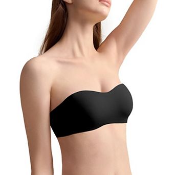 Strapless Cotton Blend Bandeau Bra Non Slip Padded For Small