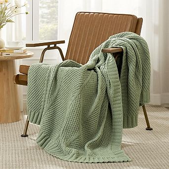 Ultra Soft Chenille Throw Blanket Cozy Breathable Chevron Decorative For Couch Bed