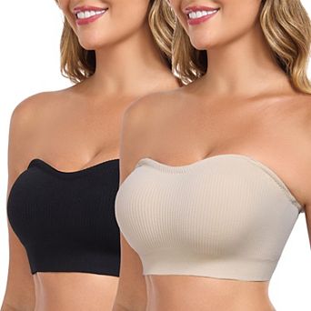 Strapless Wireless Bandeau Bra Non Slip Silicone Grip Push Up Padded Comfortable