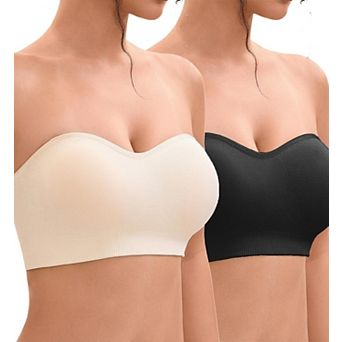 Women Strapless Push Up Bra Non Slip Seamless Wirefree Convertible Straps
