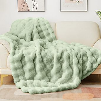 Soft Faux Bubble Blanket Cozy Warm Fluffy Home Decor Gift
