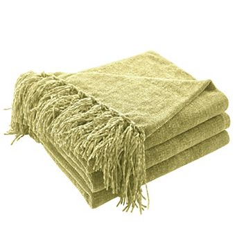 Super Soft Chenille Throw Blanket Tassel Decorative Cozy All Season Home Decor