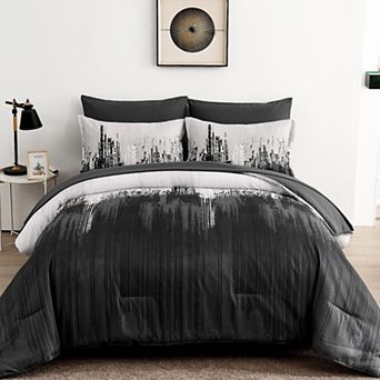 7 pc Abstract Art Gradient Microfiber Bed In A Bag Bedding Set