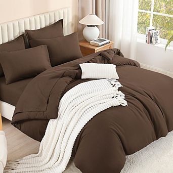 7 pc Bed In A Bag Solid Soft Cozy Bedding Set All Season Easy Care