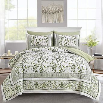 7 pc Botanical Floral Bedding Set Soft Microfiber All Season Bed In A Bag