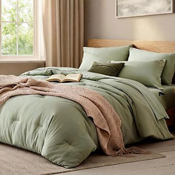 7 pc Ultra Soft Microfiber Bed In A Bag Bedding Set Minimalist Style