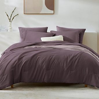 7 pc Minimalist Solid Color Bed In A Bag Bedding Set Soft Microfiber