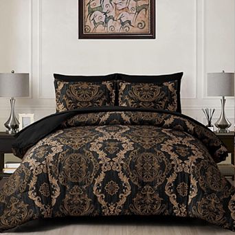 7 pc Damask Texture Bed In A Bag Bedding Set Microfiber Soft Luxury