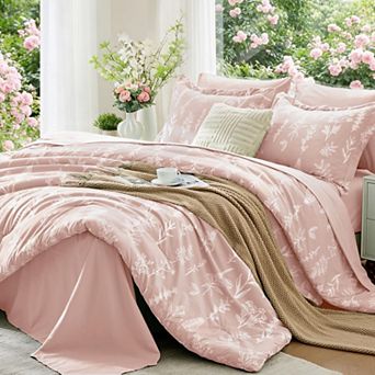 Botanical Floral 5 pc Bedding Set Ultra Soft Breathable Reversible Microfiber Bed In A Bag