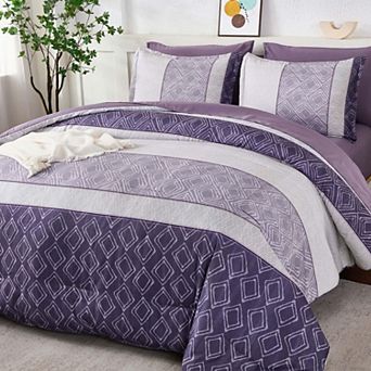7 pc Boho Striped Bedding Set All Season Microfiber Bed In A Bag