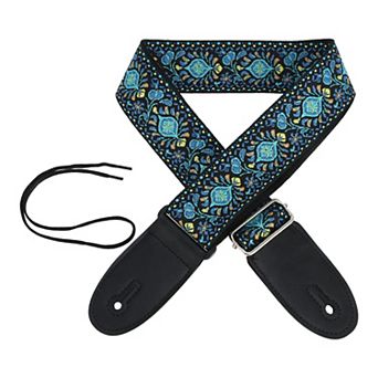 1 pc Embroidered Guitar Shoulder Strap, Comfort Adjustable Strap for Acoustic Electric Bass Guitar